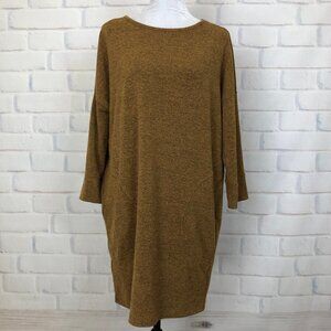 Clara Sun Woo Brown Knit Tunic Dress Size S Pockets Oversized